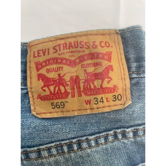 Levi's 569 Relaxed Loose Straight Blue Denim Jeans-Medium Wash-Men 34x30 - Picture 3 of 6